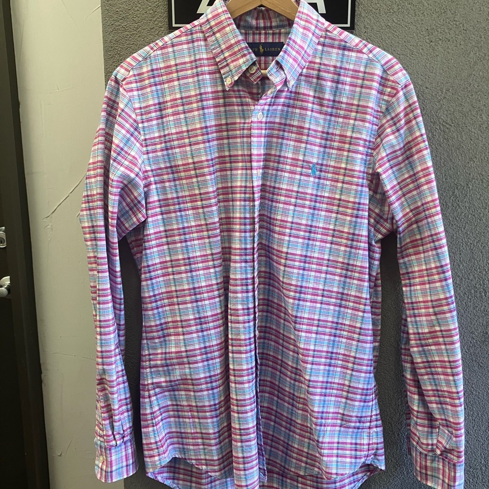 Quintessential Ralph Plaid Button-Down Oxford Cloth Shirt - Pink White &  Blue